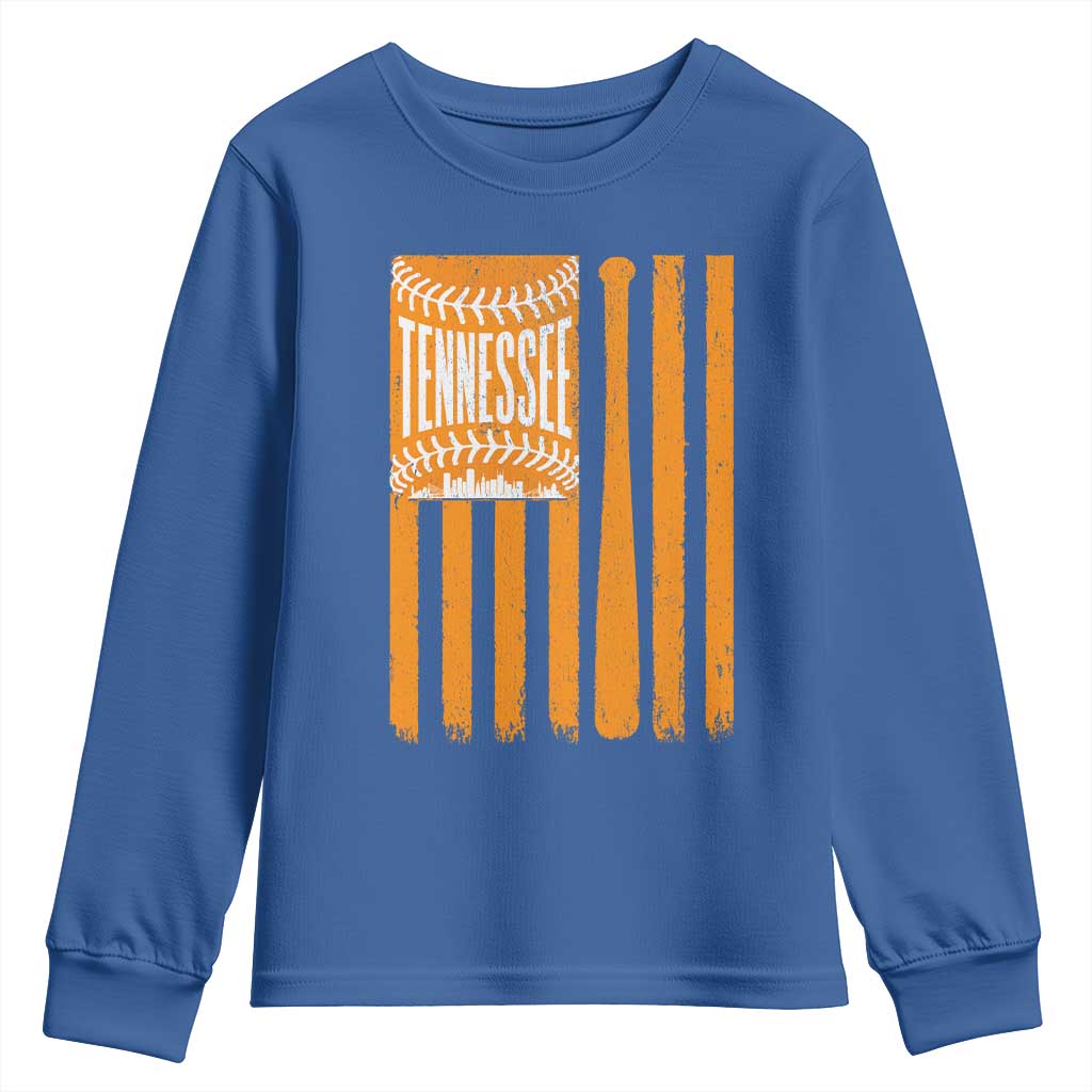 Vintage Tennessee Youth Sweatshirt Retro Classic TN Orange Retro Baseball American US Flag