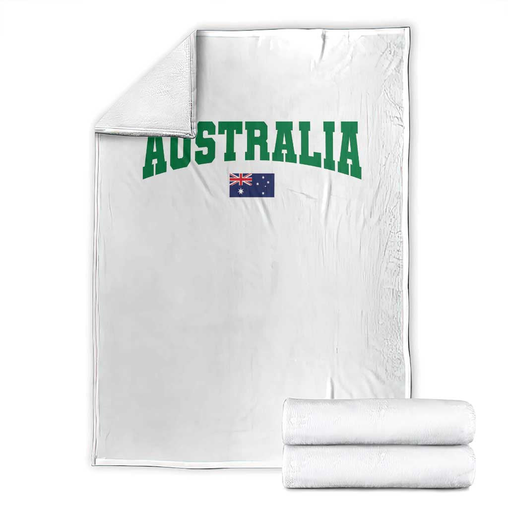 Green Yellow Australia Throw Blanket Down Under Team Australia Flag Varsity Lettering Soccer Fans Football Tournament