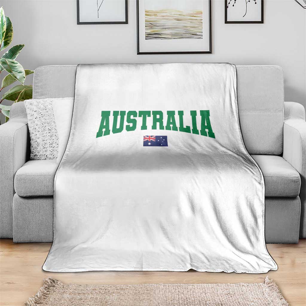 Green Yellow Australia Throw Blanket Down Under Team Australia Flag Varsity Lettering Soccer Fans Football Tournament