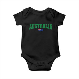 Green Yellow Australia Baby Onesie Down Under Team Australia Flag Varsity Lettering Soccer Fans Football Tournament