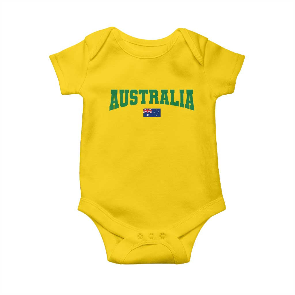 Green Yellow Australia Baby Onesie Down Under Team Australia Flag Varsity Lettering Soccer Fans Football Tournament TS10 Daisy Print Your Wear