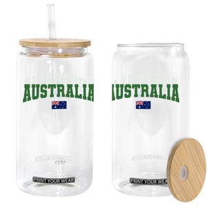 Green Yellow Australia Glass Can Down Under Team Australia Flag Varsity Lettering Soccer Fans Football Tournament