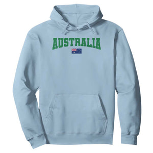 Green Yellow Australia Hoodie Down Under Team Australia Flag Varsity Lettering Soccer Fans Football Tournament