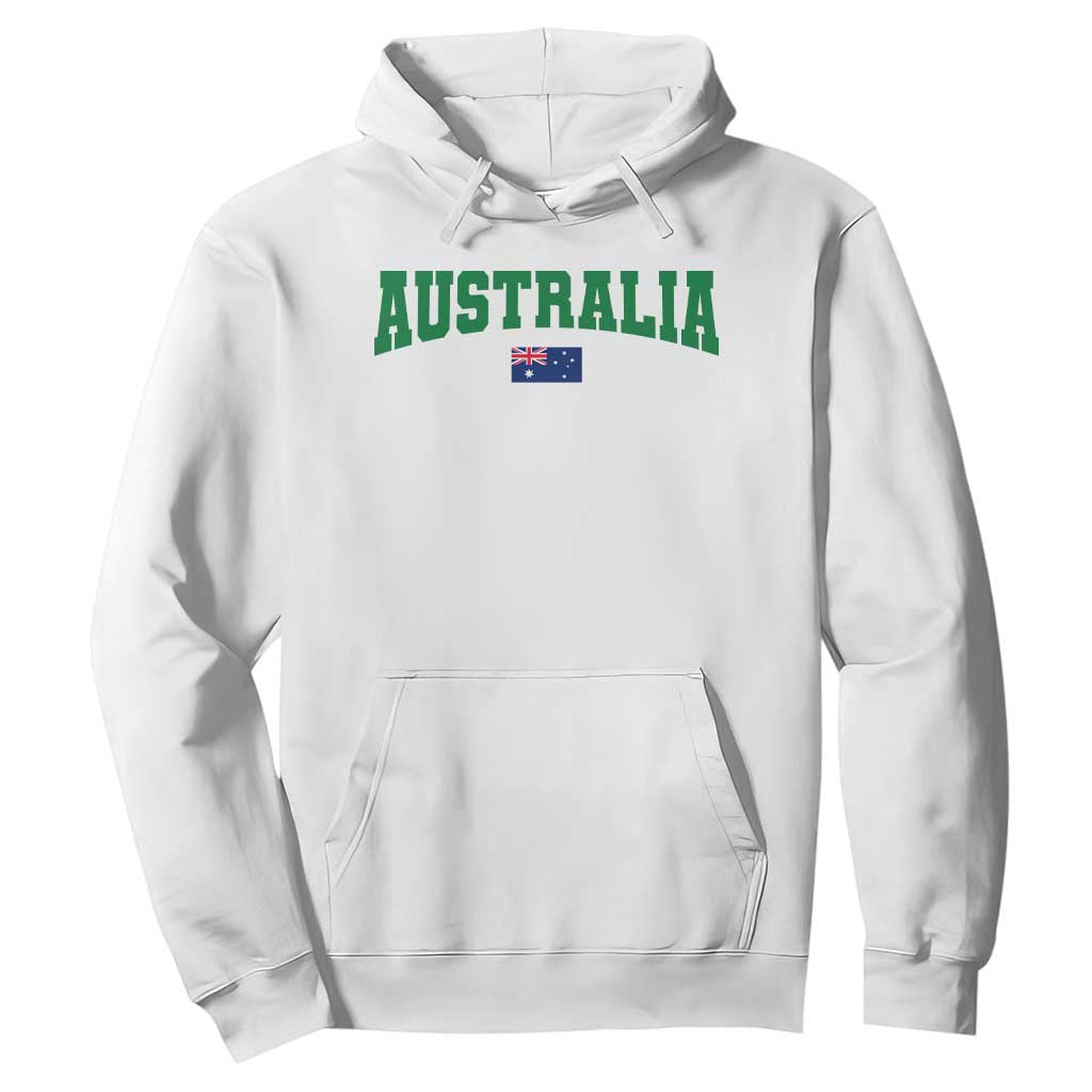 Green Yellow Australia Hoodie Down Under Team Australia Flag Varsity Lettering Soccer Fans Football Tournament