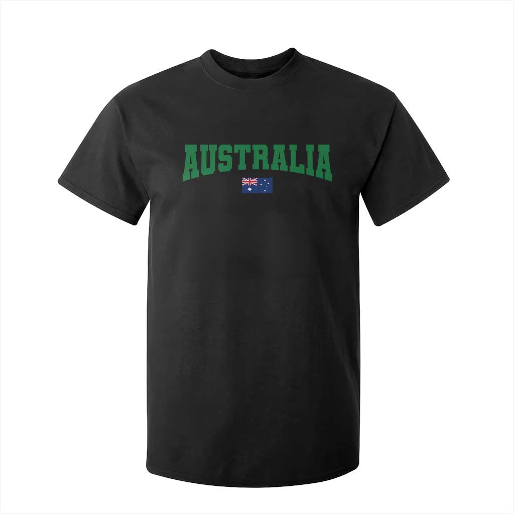 Green Yellow Australia T Shirt For Kid Down Under Team Australia Flag Varsity Lettering Soccer Fans Football Tournament