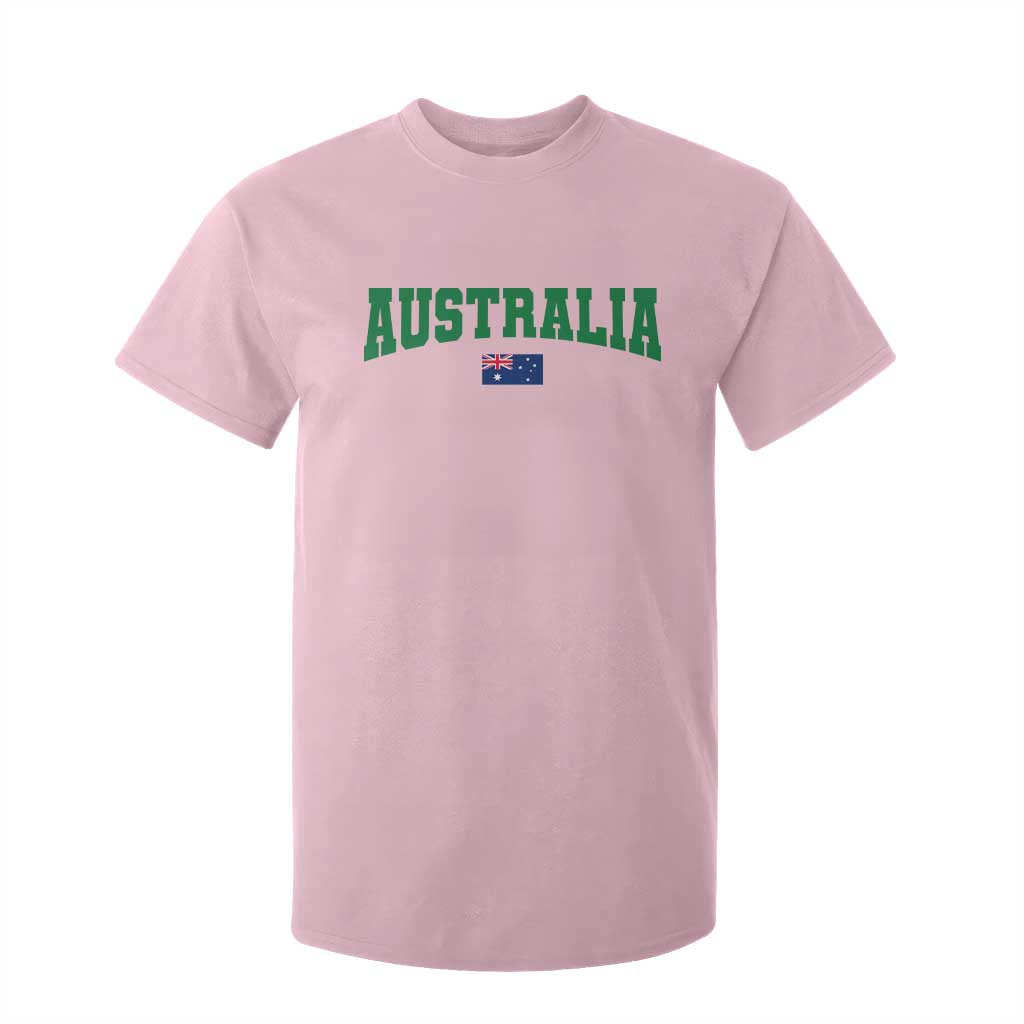 Green Yellow Australia T Shirt For Kid Down Under Team Australia Flag Varsity Lettering Soccer Fans Football Tournament