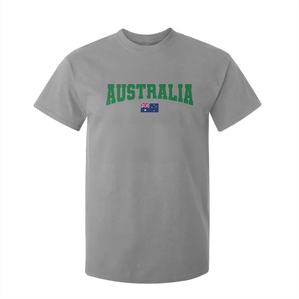 Green Yellow Australia T Shirt For Kid Down Under Team Australia Flag Varsity Lettering Soccer Fans Football Tournament