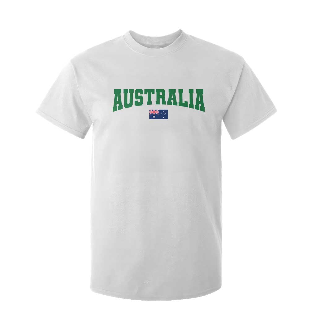 Green Yellow Australia T Shirt For Kid Down Under Team Australia Flag Varsity Lettering Soccer Fans Football Tournament