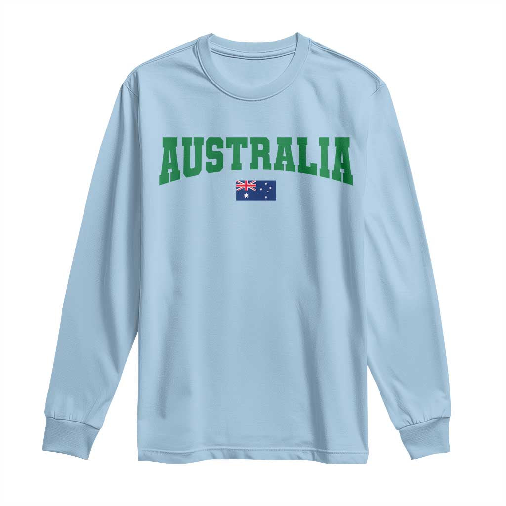 Green Yellow Australia Long Sleeve Shirt Down Under Team Australia Flag Varsity Lettering Soccer Fans Football Tournament