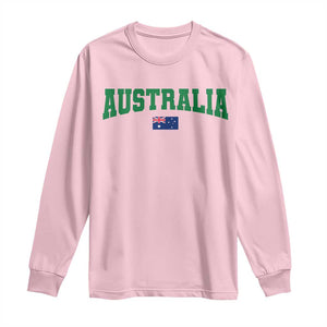 Green Yellow Australia Long Sleeve Shirt Down Under Team Australia Flag Varsity Lettering Soccer Fans Football Tournament