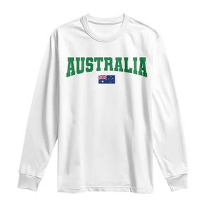 Green Yellow Australia Long Sleeve Shirt Down Under Team Australia Flag Varsity Lettering Soccer Fans Football Tournament