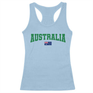 Green Yellow Australia Racerback Tank Top Down Under Team Australia Flag Varsity Lettering Soccer Fans Football Tournament
