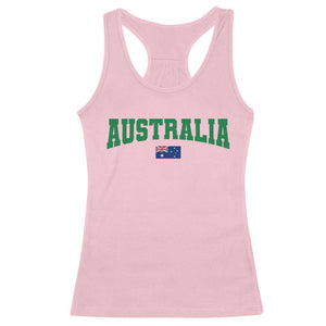 Green Yellow Australia Racerback Tank Top Down Under Team Australia Flag Varsity Lettering Soccer Fans Football Tournament