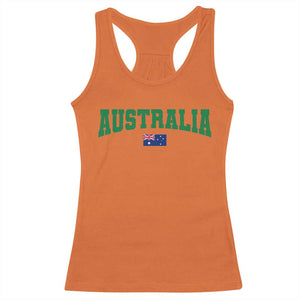 Green Yellow Australia Racerback Tank Top Down Under Team Australia Flag Varsity Lettering Soccer Fans Football Tournament