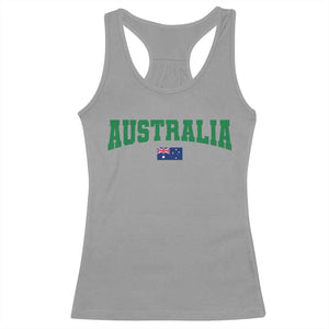 Green Yellow Australia Racerback Tank Top Down Under Team Australia Flag Varsity Lettering Soccer Fans Football Tournament