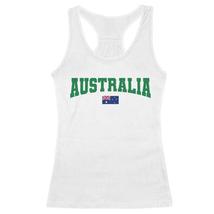Green Yellow Australia Racerback Tank Top Down Under Team Australia Flag Varsity Lettering Soccer Fans Football Tournament