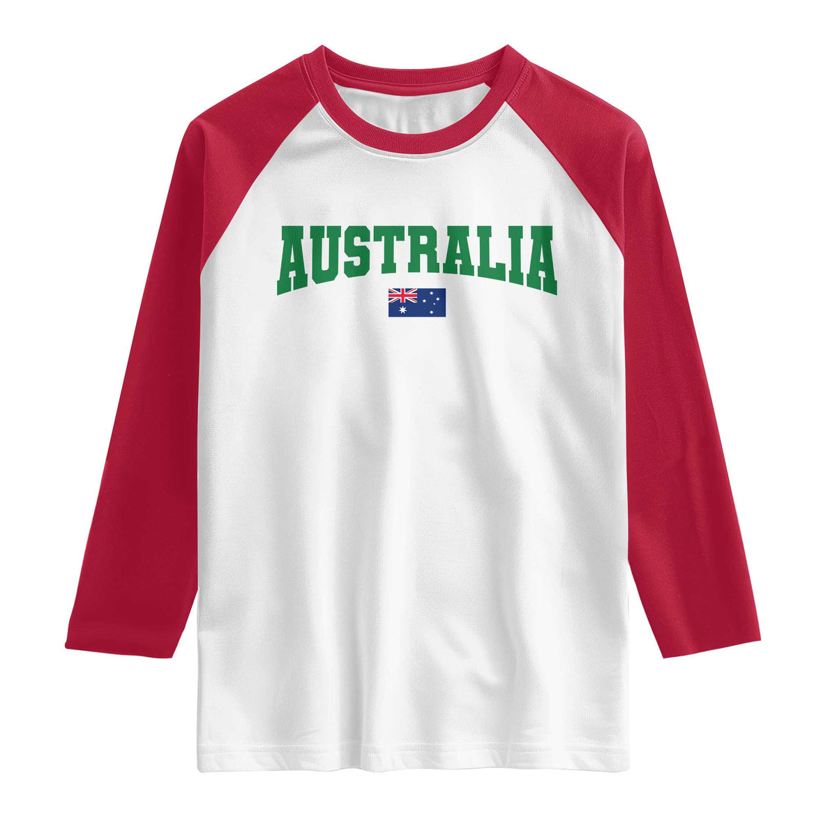 Green Yellow Australia Raglan Shirt Down Under Team Australia Flag Varsity Lettering Soccer Fans Football Tournament
