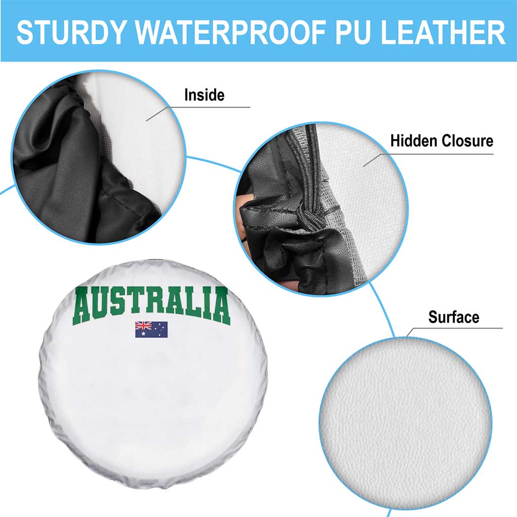 Green Yellow Australia Spare Tire Cover Down Under Team Australia Flag Varsity Lettering Soccer Fans Football Tournament