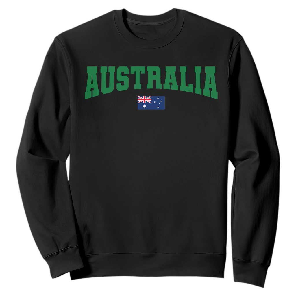 Green Yellow Australia Sweatshirt Down Under Team Australia Flag Varsity Lettering Soccer Fans Football Tournament