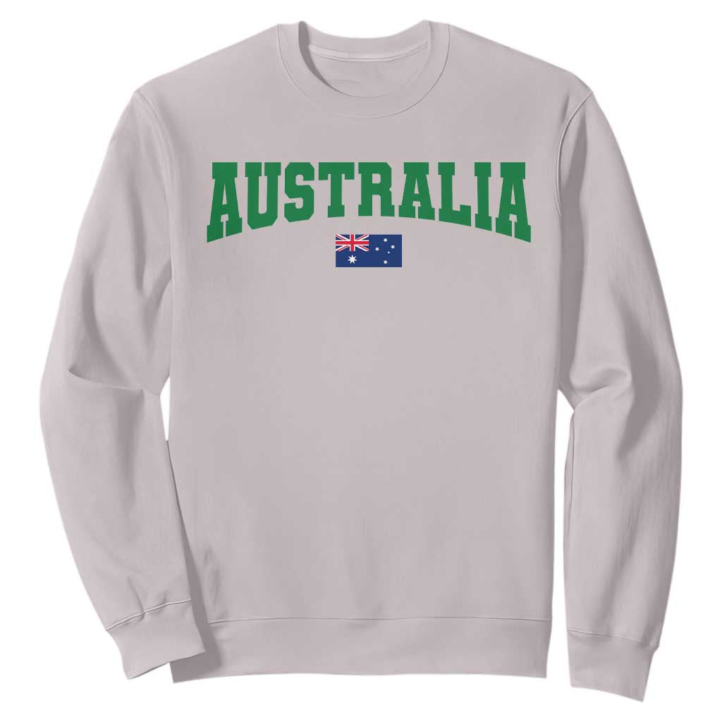 Green Yellow Australia Sweatshirt Down Under Team Australia Flag Varsity Lettering Soccer Fans Football Tournament