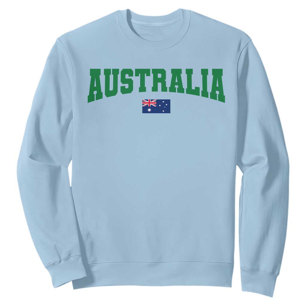 Green Yellow Australia Sweatshirt Down Under Team Australia Flag Varsity Lettering Soccer Fans Football Tournament