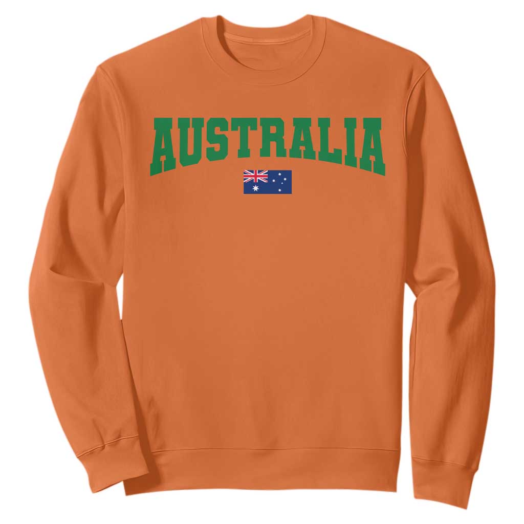 Green Yellow Australia Sweatshirt Down Under Team Australia Flag Varsity Lettering Soccer Fans Football Tournament