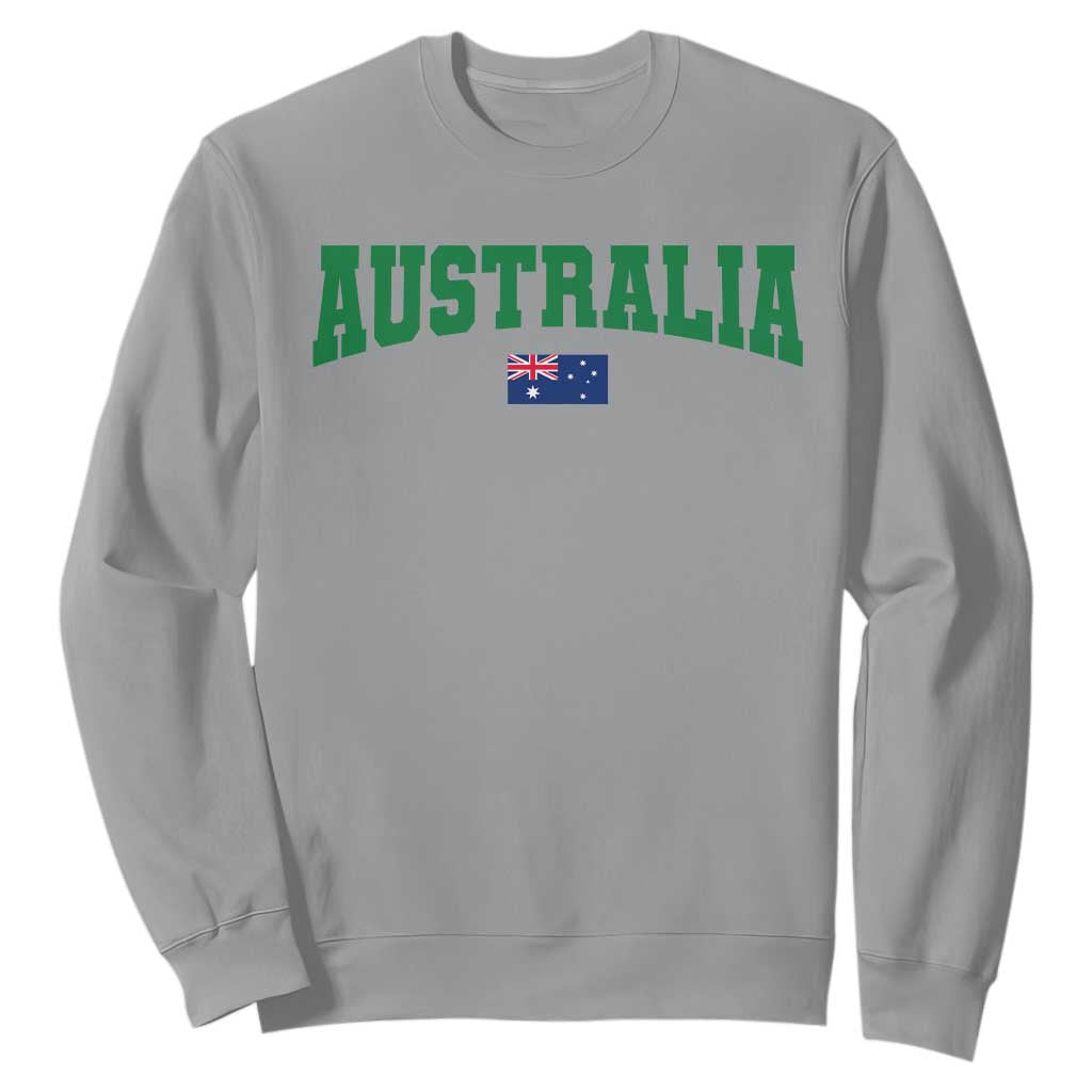 Green Yellow Australia Sweatshirt Down Under Team Australia Flag Varsity Lettering Soccer Fans Football Tournament