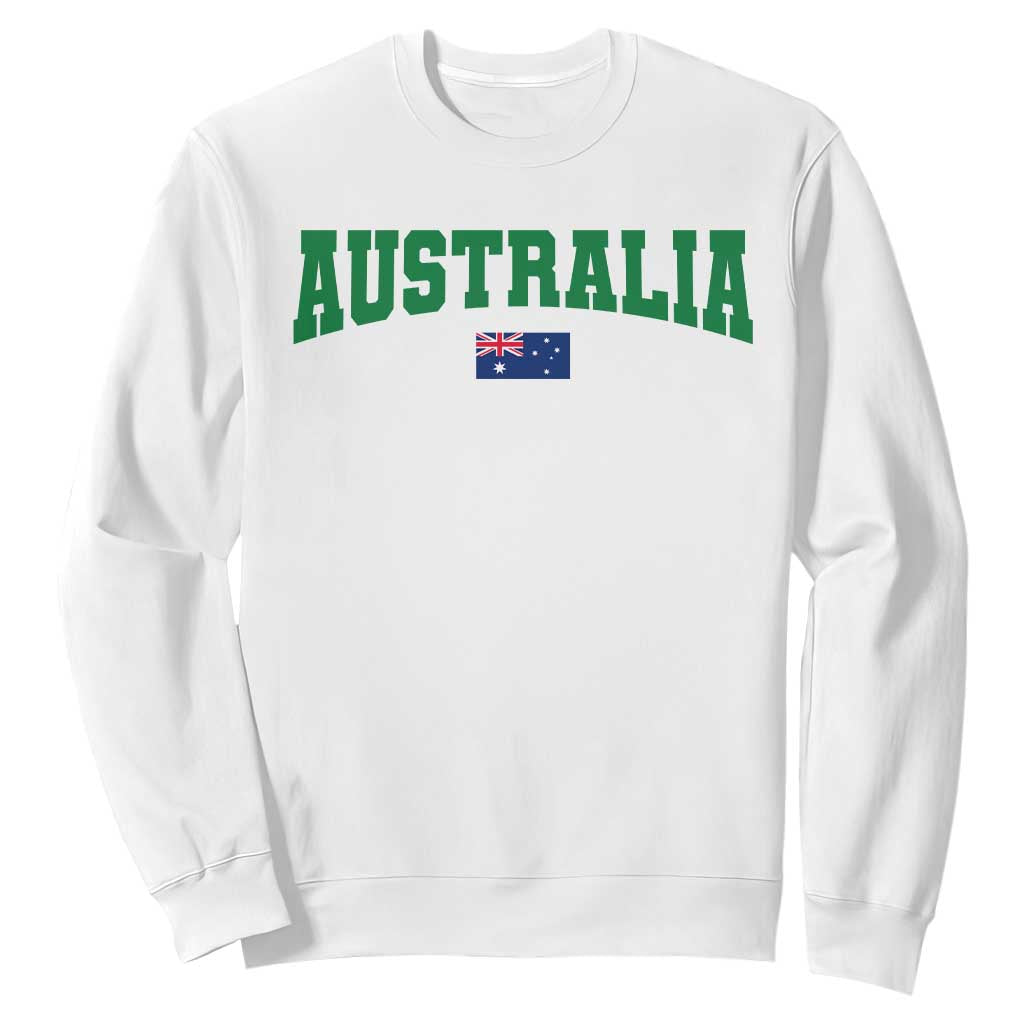 Green Yellow Australia Sweatshirt Down Under Team Australia Flag Varsity Lettering Soccer Fans Football Tournament
