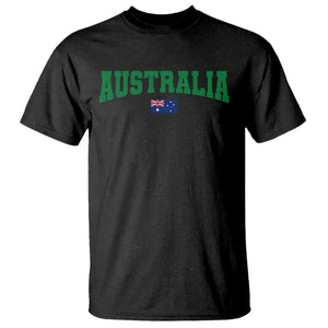 Green Yellow Australia T Shirt Down Under Team Australia Flag Varsity Lettering Soccer Fans Football Tournament