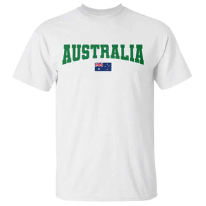 Green Yellow Australia T Shirt Down Under Team Australia Flag Varsity Lettering Soccer Fans Football Tournament