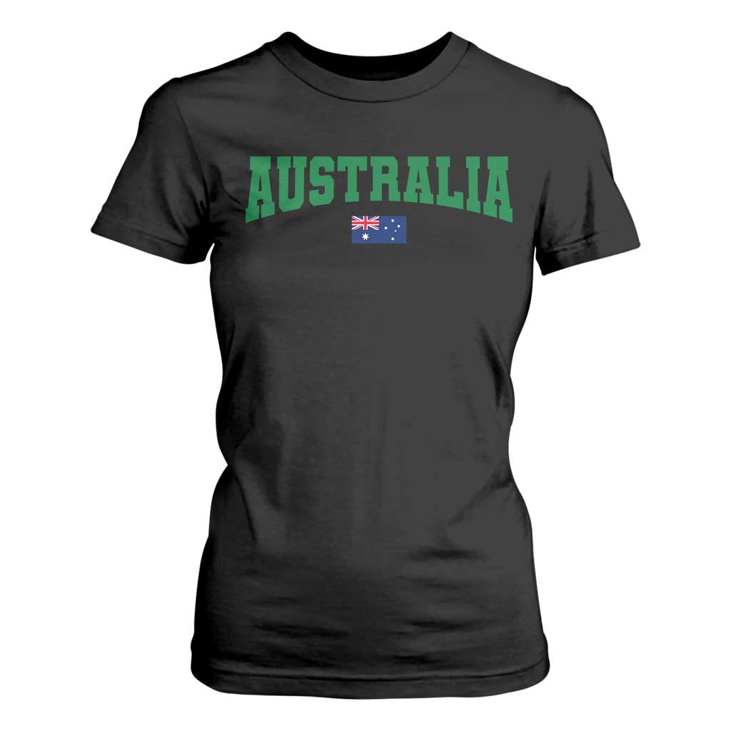 Green Yellow Australia T Shirt For Women Down Under Team Australia Flag Varsity Lettering Soccer Fans Football Tournament