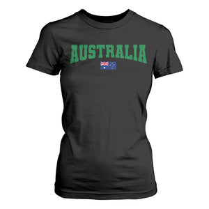 Green Yellow Australia T Shirt For Women Down Under Team Australia Flag Varsity Lettering Soccer Fans Football Tournament