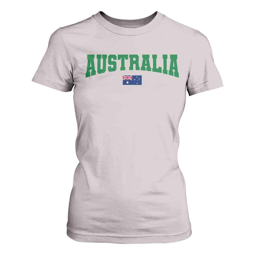 Green Yellow Australia T Shirt For Women Down Under Team Australia Flag Varsity Lettering Soccer Fans Football Tournament