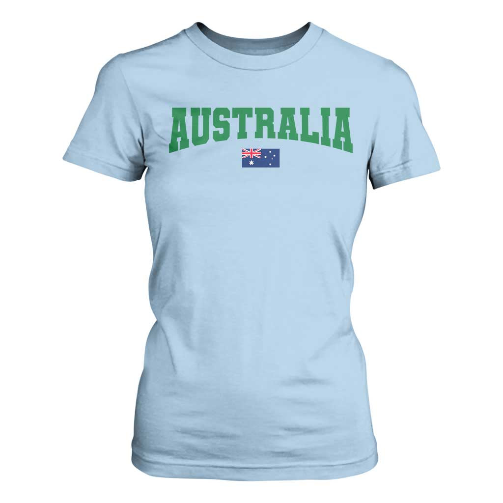 Green Yellow Australia T Shirt For Women Down Under Team Australia Flag Varsity Lettering Soccer Fans Football Tournament