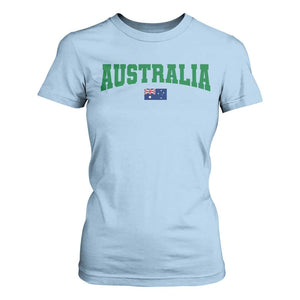 Green Yellow Australia T Shirt For Women Down Under Team Australia Flag Varsity Lettering Soccer Fans Football Tournament