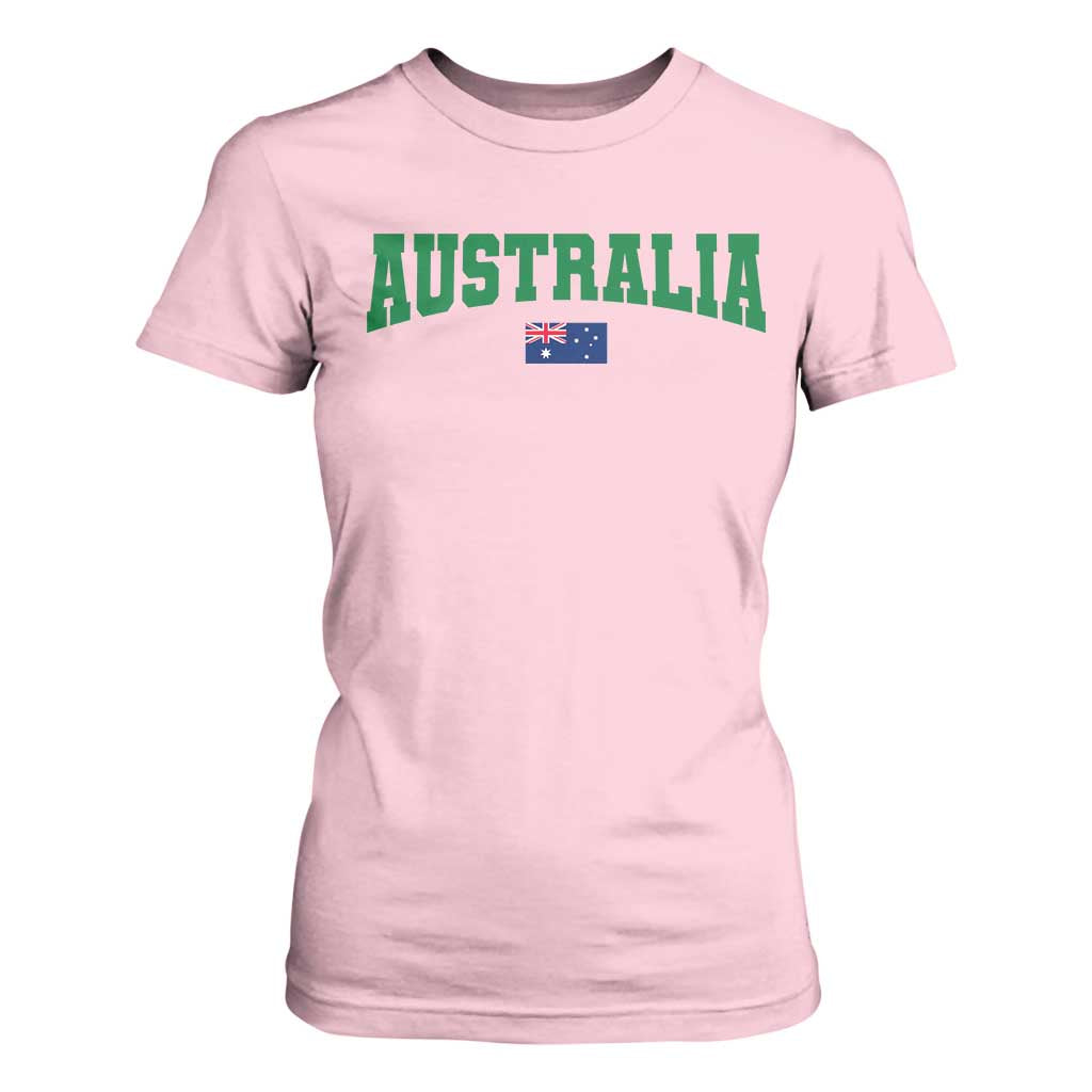 Green Yellow Australia T Shirt For Women Down Under Team Australia Flag Varsity Lettering Soccer Fans Football Tournament