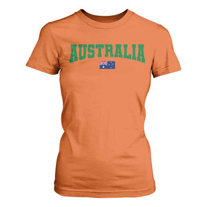 Green Yellow Australia T Shirt For Women Down Under Team Australia Flag Varsity Lettering Soccer Fans Football Tournament