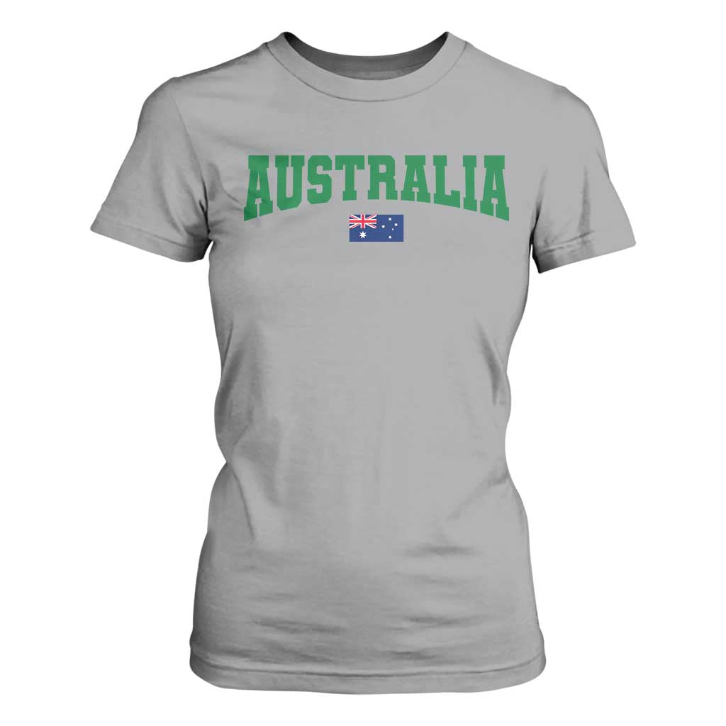 Green Yellow Australia T Shirt For Women Down Under Team Australia Flag Varsity Lettering Soccer Fans Football Tournament