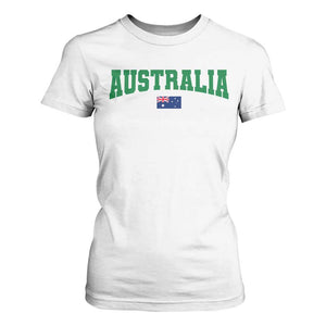 Green Yellow Australia T Shirt For Women Down Under Team Australia Flag Varsity Lettering Soccer Fans Football Tournament