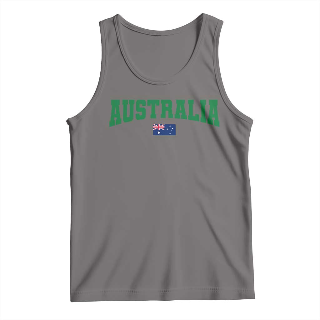 Green Yellow Australia Tank Top Down Under Team Australia Flag Varsity Lettering Soccer Fans Football Tournament