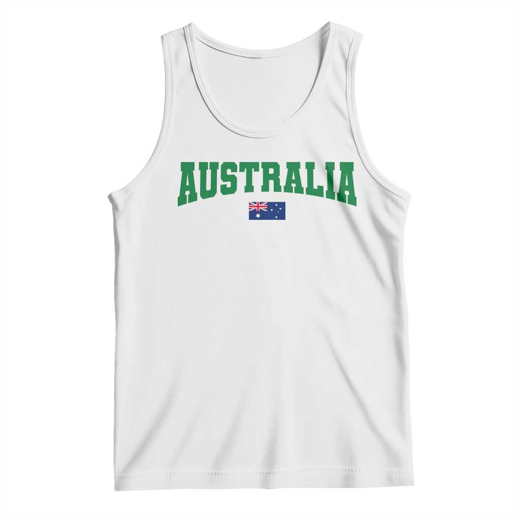 Green Yellow Australia Tank Top Down Under Team Australia Flag Varsity Lettering Soccer Fans Football Tournament TS10 White Print Your Wear