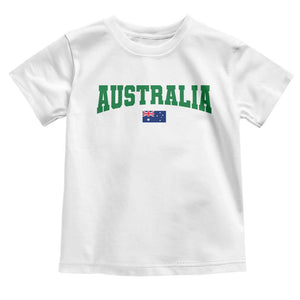 Green Yellow Australia Toddler T Shirt Down Under Team Australia Flag Varsity Lettering Soccer Fans Football Tournament
