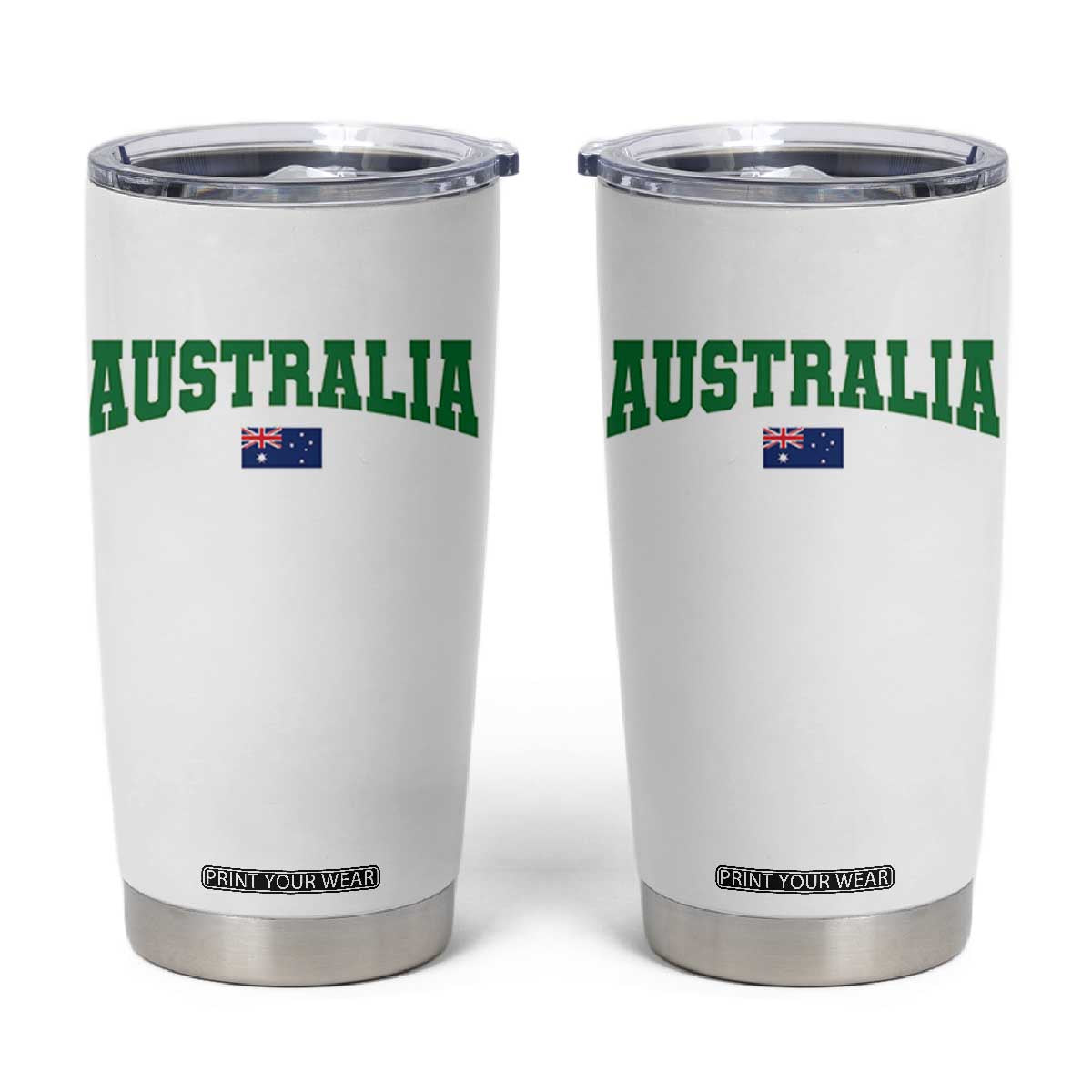 Green Yellow Australia Tumbler Cup Down Under Team Australia Flag Varsity Lettering Soccer Fans Football Tournament TS10 White Print Your Wear