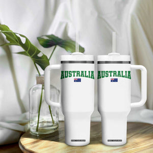 Green Yellow Australia Tumbler With Handle Down Under Team Australia Flag Varsity Lettering Soccer Fans Football Tournament