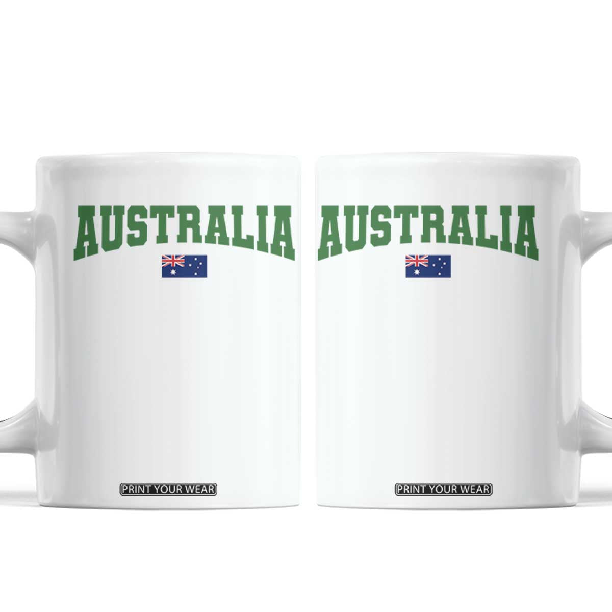 Green Yellow Australia Coffee Mug Down Under Team Australia Flag Varsity Lettering Soccer Fans Football Tournament