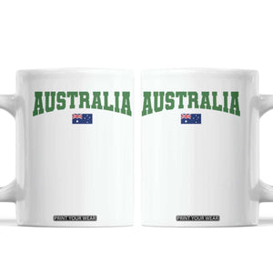 Green Yellow Australia Coffee Mug Down Under Team Australia Flag Varsity Lettering Soccer Fans Football Tournament