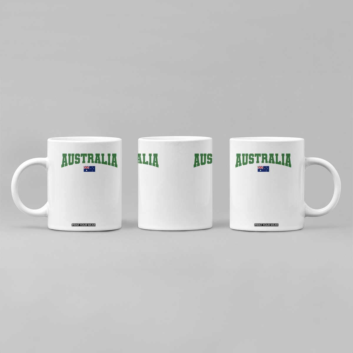 Green Yellow Australia Coffee Mug Down Under Team Australia Flag Varsity Lettering Soccer Fans Football Tournament