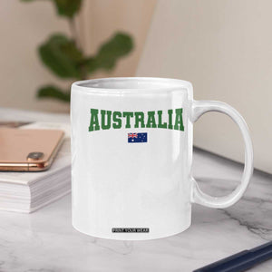 Green Yellow Australia Coffee Mug Down Under Team Australia Flag Varsity Lettering Soccer Fans Football Tournament