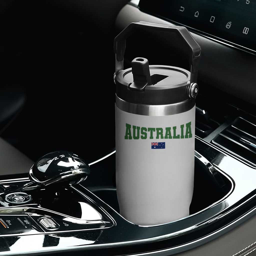 Green Yellow Australia Flip Straw Tumbler Down Under Team Australia Flag Varsity Lettering Soccer Fans Football Tournament