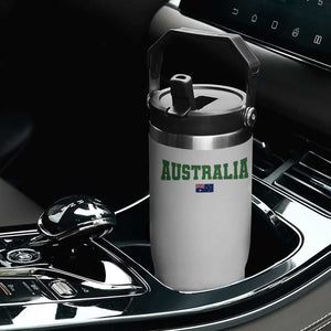 Green Yellow Australia Flip Straw Tumbler Down Under Team Australia Flag Varsity Lettering Soccer Fans Football Tournament